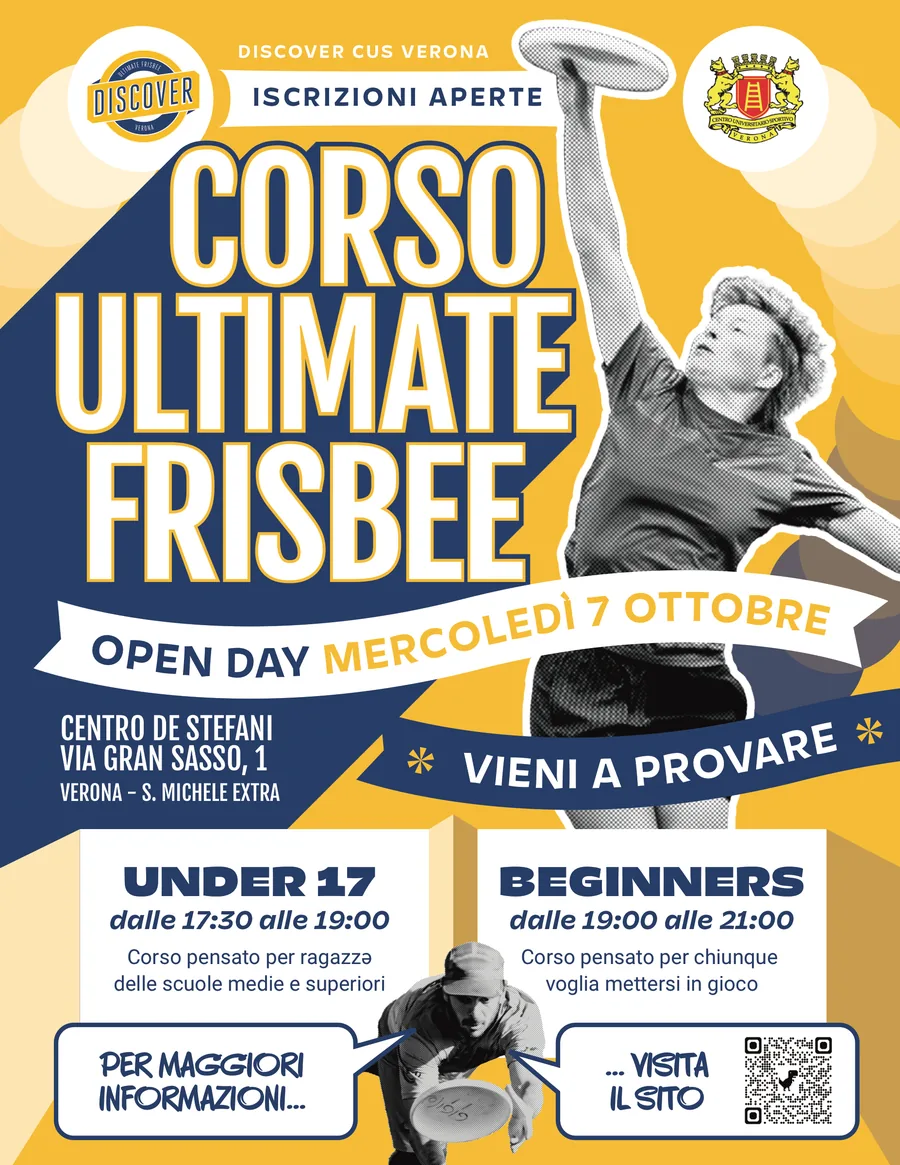 volantino corso ultimate frisbee 2026 - open day 7 ottobre